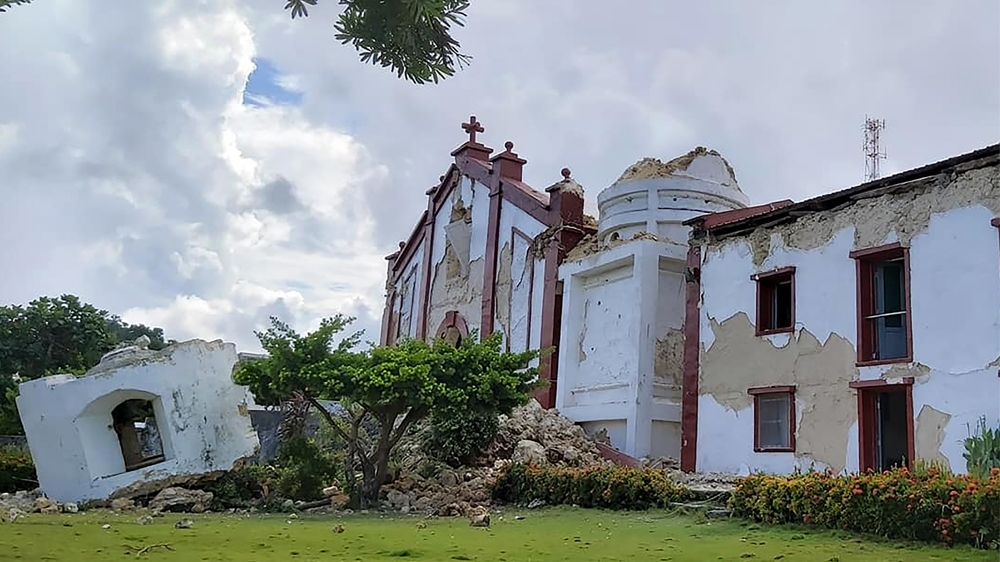 PHILIPPINES-QUAKE  This handout picture taken and received on July 27, 2019 courtesy of Dominic De Sagon Asa shows the damage to the Sta Maria de Mayan Church after a pair of strong earthquakes