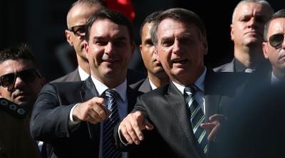 Brazilian President Jair Bolsonaro and his son and Senator Flavio
