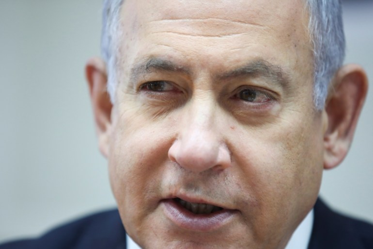Israeli Prime Minister Benjamin Netanyahu attends the weekly cabinet meeting in Jerusalem, June 30, 2019