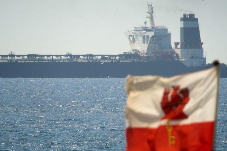 A view of the Grace 1 super tanker in the British territory of Gibraltar, Thursday, July 4, 2019