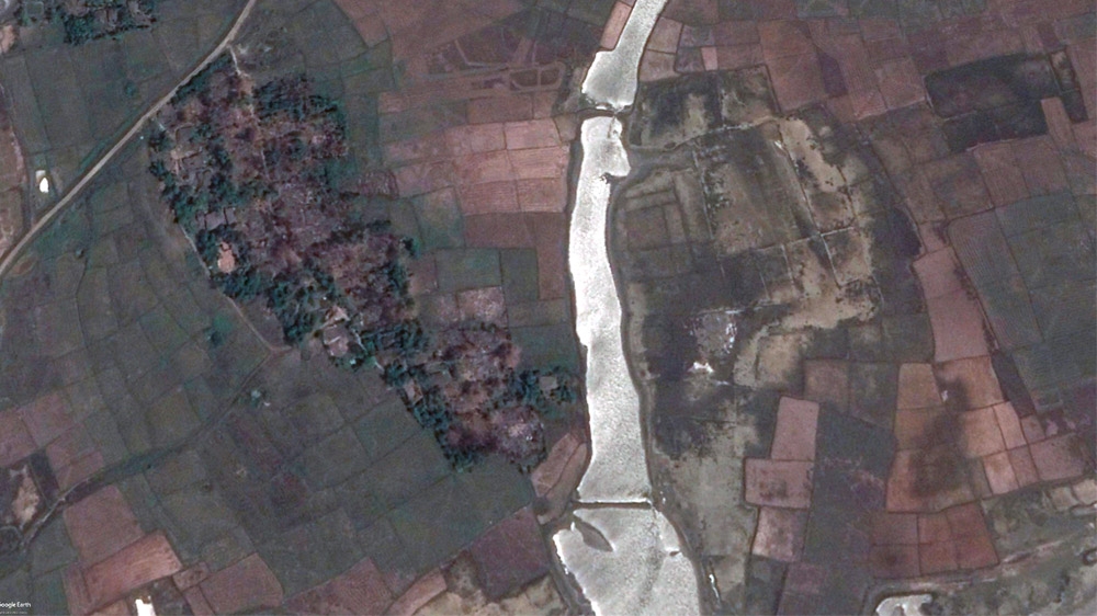 Satellite images of Maw village in Rakhine State show buildings that remained standing after the 2017 violence, were razed by April 2018. Source: International Cyber Policy Centre, ASPI. 