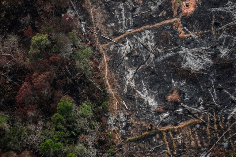 An aerial view of a deforested plot of the Amazon near Porto Velho, Rondonia State, Brazil August 22, 2019. REUTERS/Ueslei Marcelino