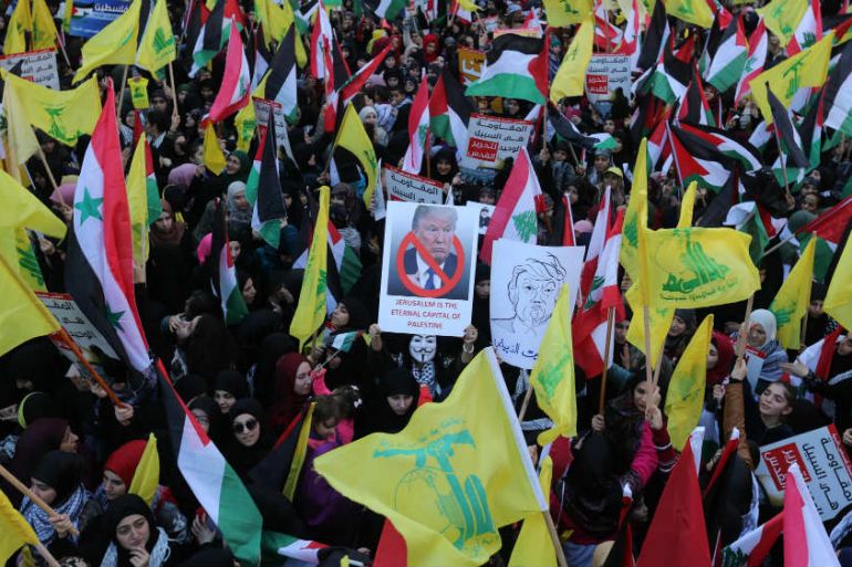 Hezbollah protest - reuters