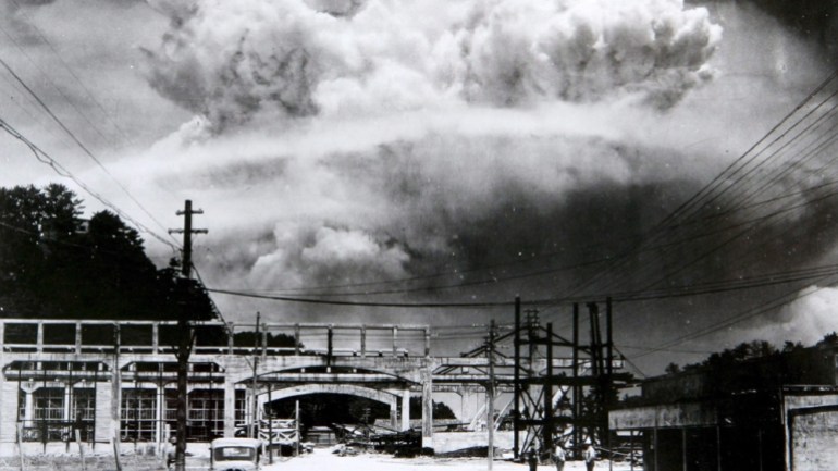 Devastation after the atomic bombing of Nagasaki.