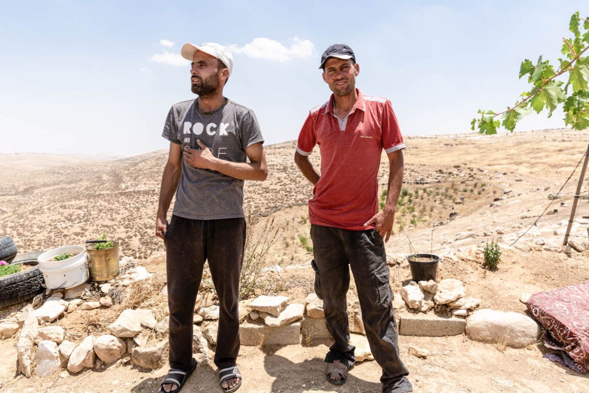 Radwan and Hael are brothers. As family lost access to two thirds of their grazing land, Hael decided to move to the town of Yatta and get a job. “My heart, my spirit are still here,” he says.