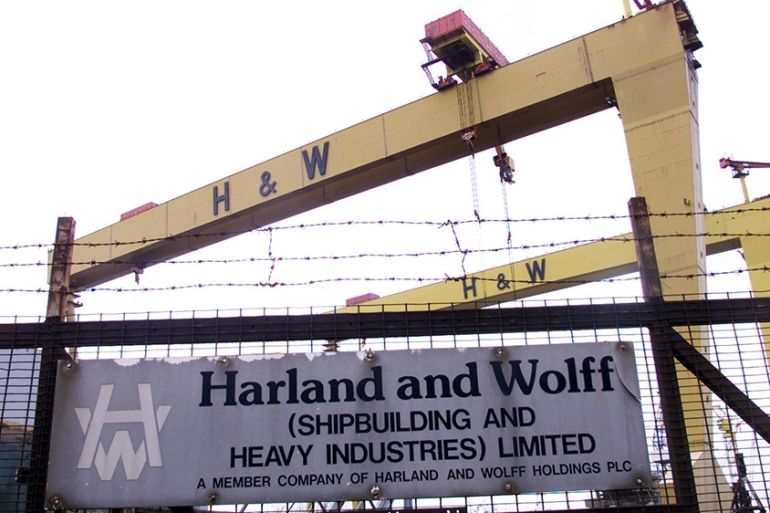 Harland and Wolfee shipyard in Belfast