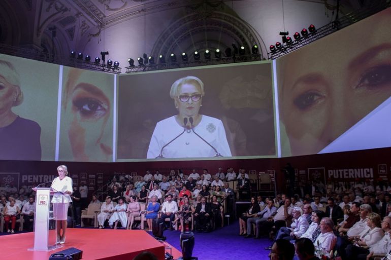 Romania''s PM Dancila delivers a speech during a party congress organised by PSD in Bucharest
