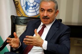 Palestinian Prime Minister Mohammad Shtayyeh gestures during an interview with Reuters in his office in Ramallah, in the Israeli-occupied West Bank, June 27, 2019.