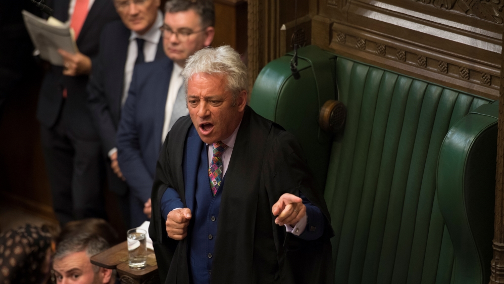 Speaker of the House of Commons John Bercow gestures at the House of Commons in London, Britain September 3, 2019