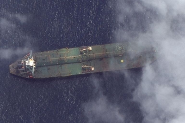 hat appears to be the Iranian oil tanker Adrian Darya 1 off the coast of Tartus, Syria, is pictured in this September 6, 2019 satellite image provided by Maxar Technologies
