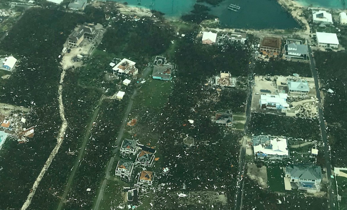 ABACO ISLAND, BAHAMAS - SEPTEMBER 3: In this handout aerial photo provided by the HeadKnowles Foundation, damage is seen from Hurricane Dorian on Abaco Island on September 3, 2019 in the Bahamas. The