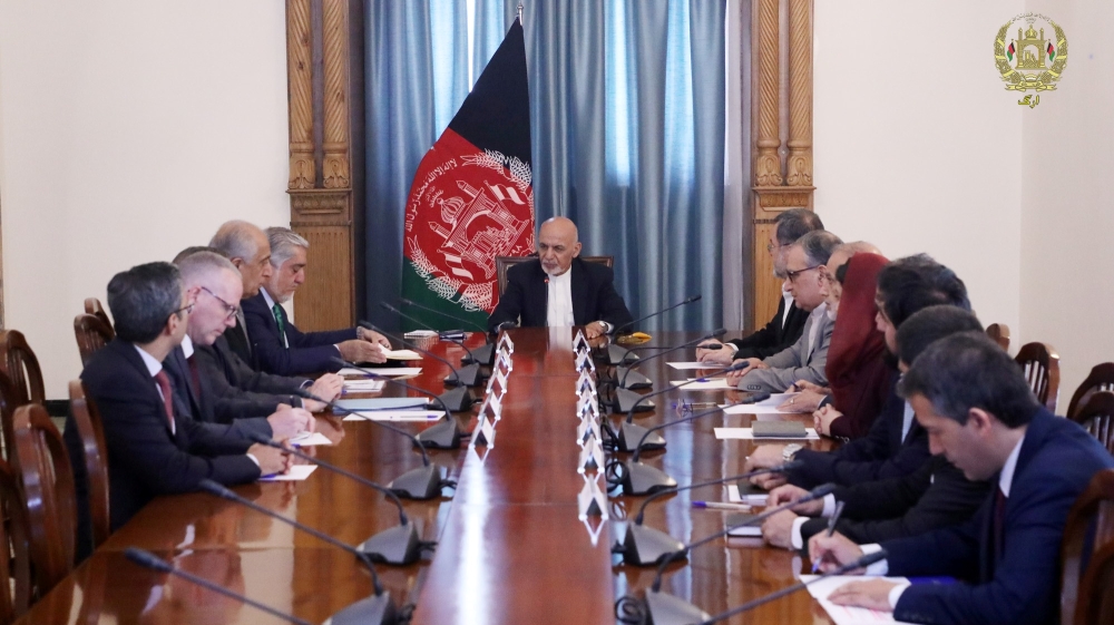 Afghan President Ashraf Ghani meets with U.S. special representative for Afghanistan Zalmay Khalilzad in Kabu