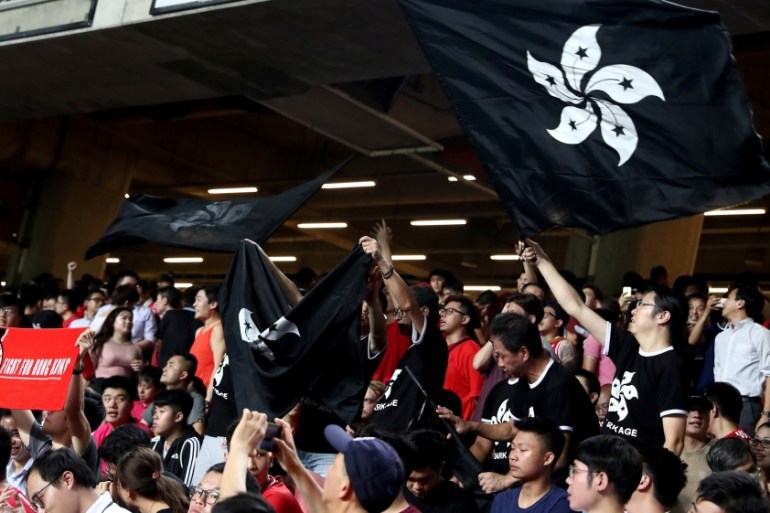 Hong Kong football protest