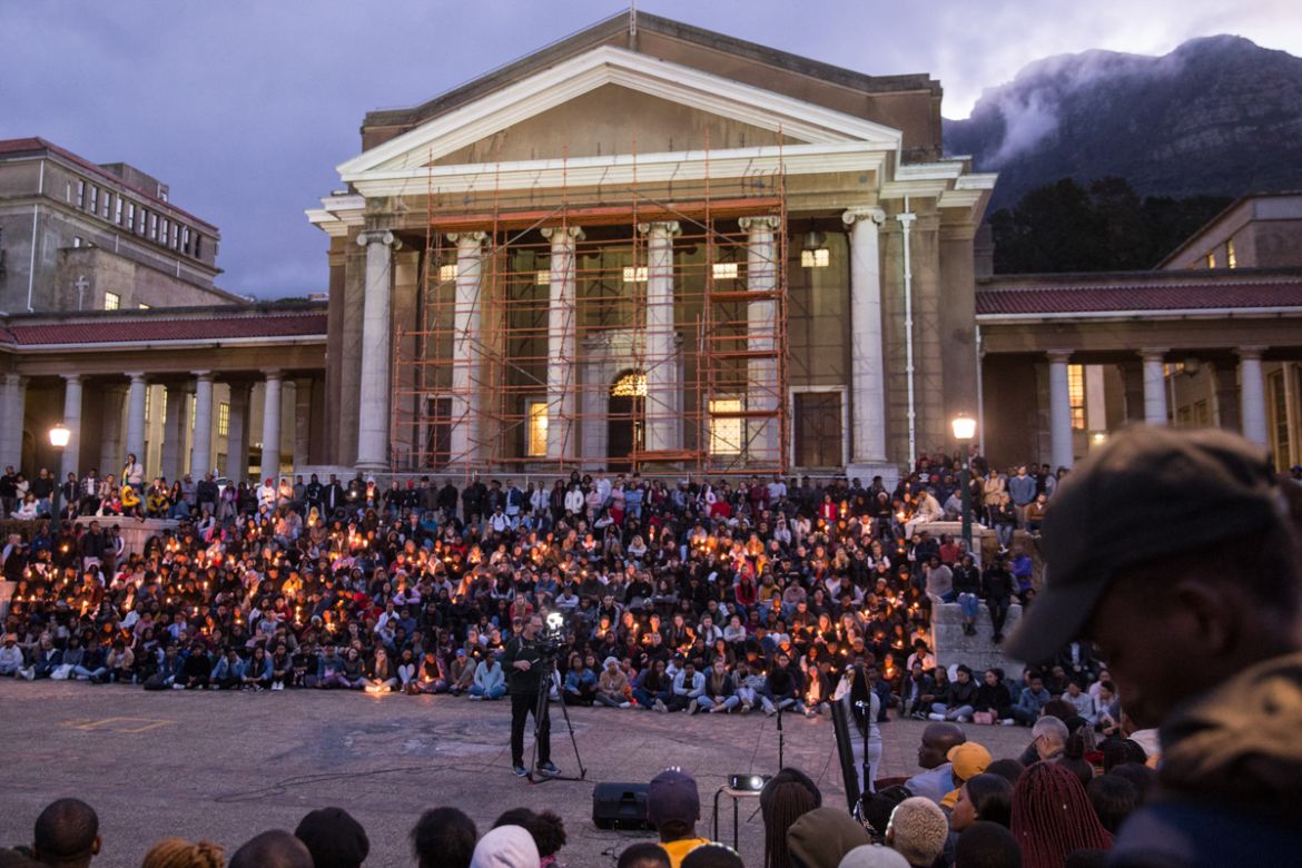 Hundreds of students gathered at UCT for a night vigil for Uyinene Mrwetyana. Vigils were also held at Stellenbosch University and the University of the Witwatersrand in Johannesburg
