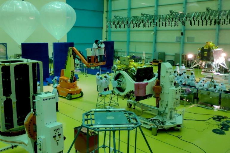 Indian Space Research Organization (ISRO) scientists work on various modules of lunar mission Chandrayaan-2 at ISRO Satellite Integration and Test Establishment (ISITE) in Bengaluru
