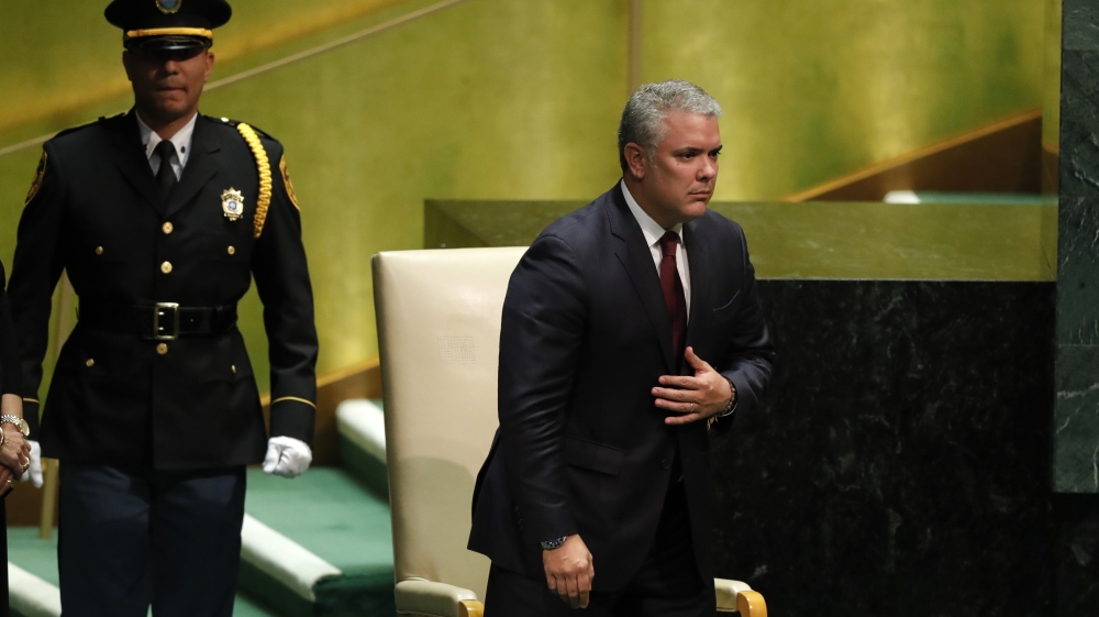 Colombia's President Ivan Duque arrives to address the 74th session of the United Nations General Assembly at U.N. headquarters in New York City, New York, U.S.