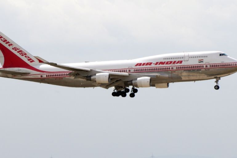 An image showing an Air India plane landing at Frankfurt airport, Germany, 27 June 2008