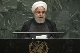 President of Iran Hassan Rouhani addresses the United Nations General Assembly at UN headquarters on September 25, 2019 in New York City. World leaders from across the globe are gathered at the 74th s