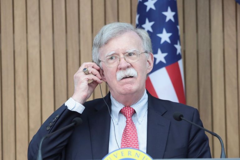 U.S. National Security Advisor John Bolton attends a news conference after a meeting with Moldova''s Prime Minister Maia Sandu in Chisinau, Moldova August 29, 2019. REUTERS/Vladislav Culiomza
