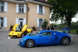 Model cars are pictured during an auction preview of Bonhams at the Bonmont Golf & Country Club in Cheserex near Geneva