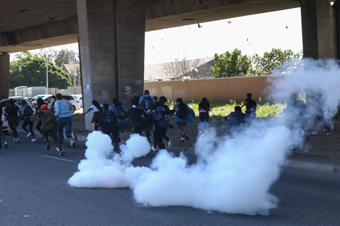 Police used stun grenades to disperse protesters from entering and blocking the highway. “ We’re protesting against violence, not for it,” said a distressed student in tears after the stun grenades we