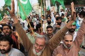 People chant slogans during a rally expressing solidarity with the people of Kashmir in Lahore, Pakistan, August 6, 2019 [File: Mohsin Raza/Reuters]