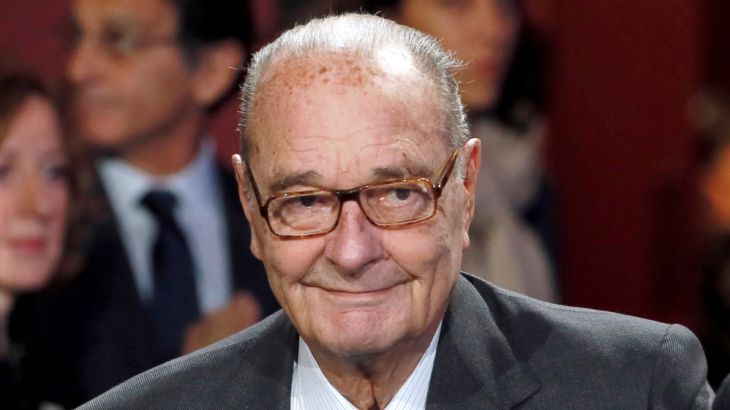 Former French President Jacques Chirac arrives to attend the award ceremony for the Prix de la Fondation Chirac at the Quai Branly Museum in Paris