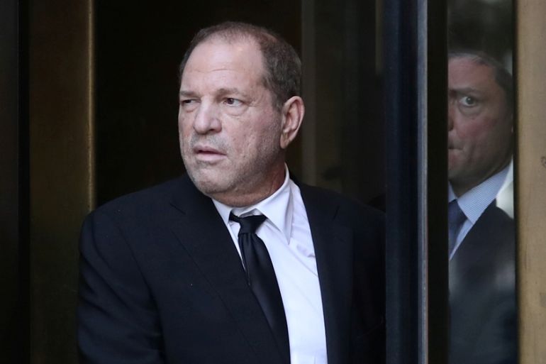 Film producer Harvey Weinstein leaves New York Supreme Court after his arraignment in