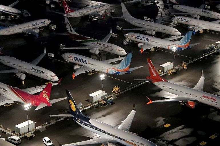 Aerial photos showing Boeing 737 Max airplanes parked at Boeing Field in Seattle, Washington, U.S. October 20, 2019