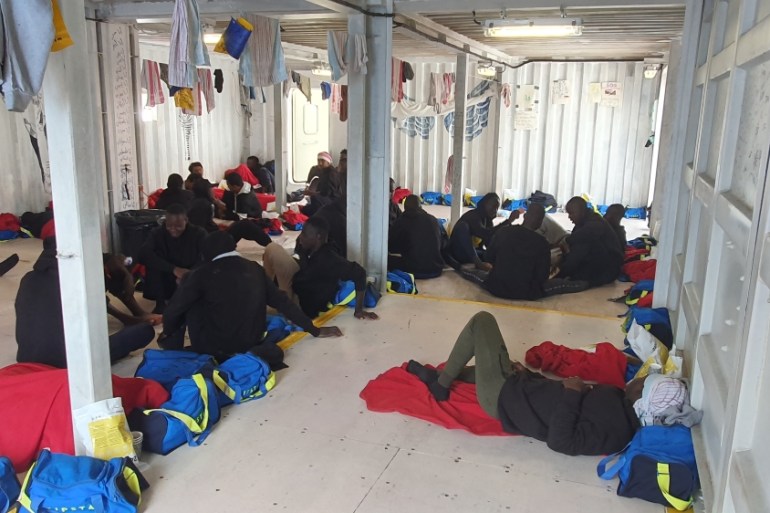 Migrants and refugees onboard Ocean Viking