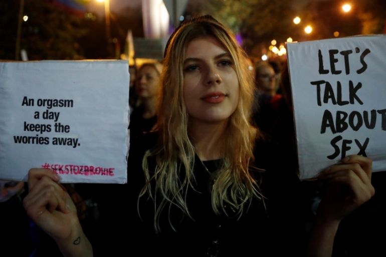Protest against a bill that would criminalise "the promotion of underage sex" in Warsaw