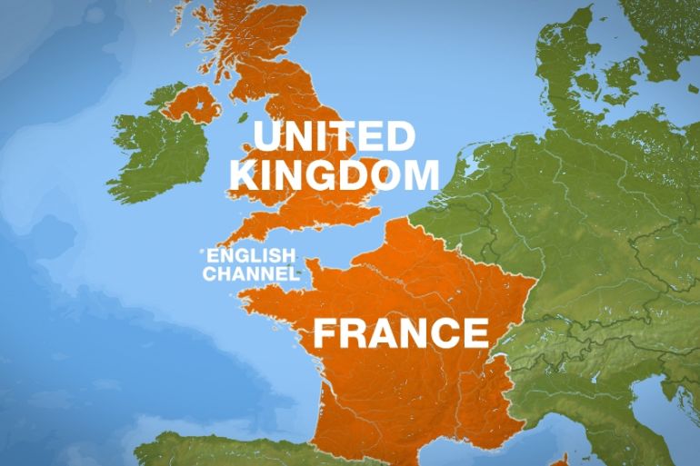 UK, United Kingdom, France, English Channel map