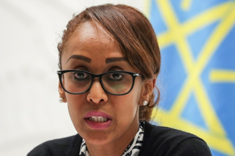 Billene Seyoum, Deputy Press secretary at the office of the Ethiopian Prime Minister addresses a news conference in Addis Ababa, Ethiopia October 31, 2019