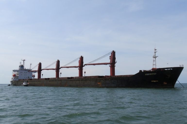An undated image provided in a U.S. Department of Justice complaint for forfeiture shows what is described as the North Korean vessel Wise Honest