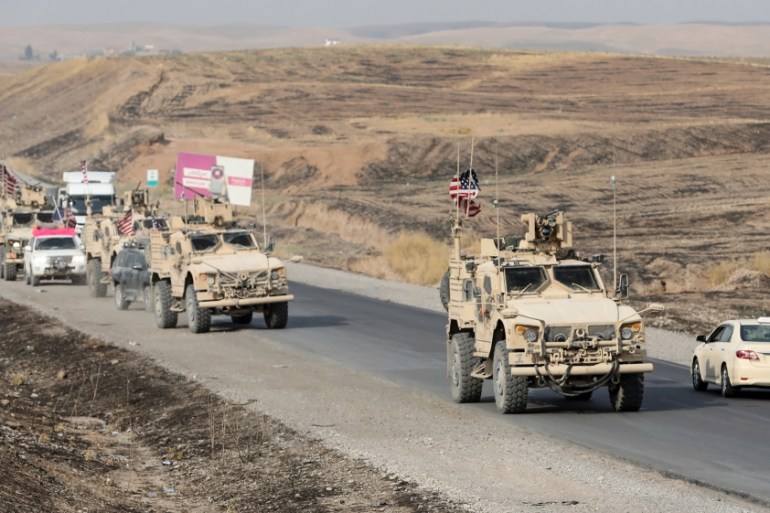 US withdraws from Syria military bases on Syria- Iraq border- - ERBIL, IRAQ - OCTOBER 21: A military convoy of US forces makes its way through Erbil after passing through the Semalka Border Crossing,