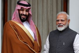 Narendra Modi with Mohamed bin Salman
