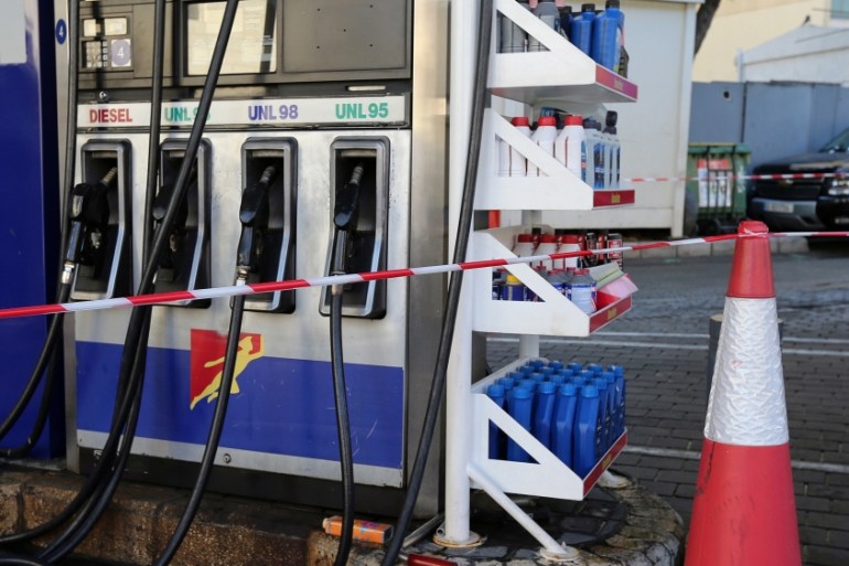 A gas station closes during a protest agains tight supply of dollars in Beirut, Lebanon September 18, 2019