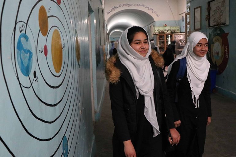 Afghan school girls attend the first day of the academic calender year, in Herat, Afghanistan, 23 March 2019. According to reports, 39 percent of the 9.2 million students in the country are girls. How