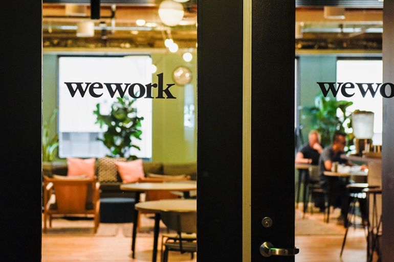 WeWork logos are seen at a WeWork office in San Francisco, California, U.S. September 30, 2019