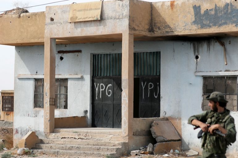 YPG sprayed on a building