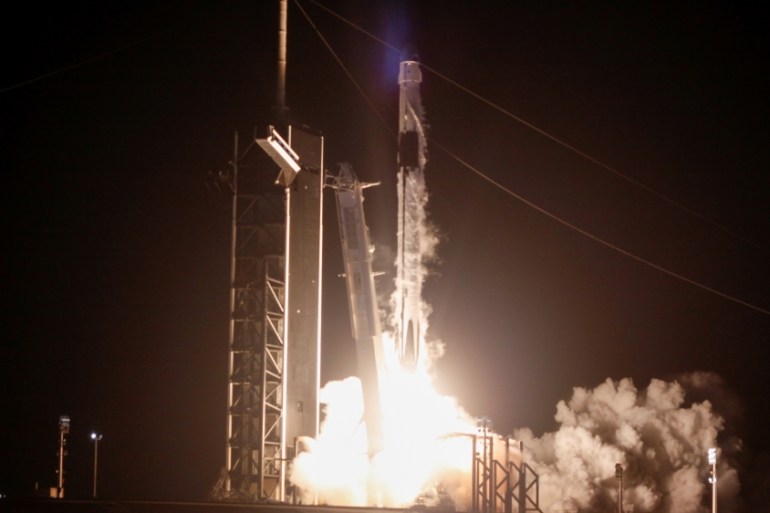 SpaceX Falcon 9 rocket carrying the Crew Dragon spacecraft