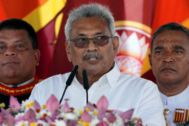 Sri Lanka''s President-elect Gotabaya Rajapaksa addresses the nation, at the presidential swearing-in ceremony in Anuradhapura