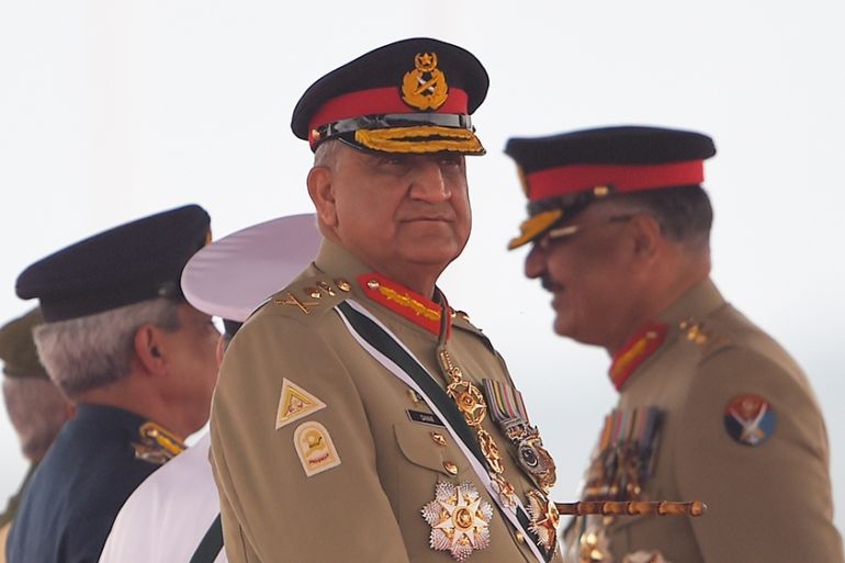 Pakistan Army Chief General Qamar Javed Bajwa stands before the start of the Pakistan Day parade in Islamabad on March 23, 2019. - Pakistan National Day commemorates the passing of the Lahore Resoluti