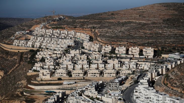 A general view shows construction of the Israeli settlement of Ramat Givat Zeev in the occupied-West Bank