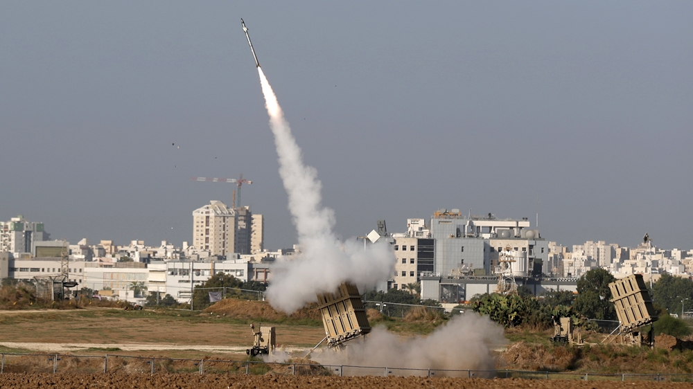 missile system intercepting rockets reportedly fired from Gaza into Israel