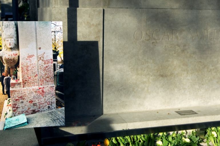 FILE PHOTO: View of the renovated tomb of Oscar Wilde at the Pere Lachaise cemetery in Paris