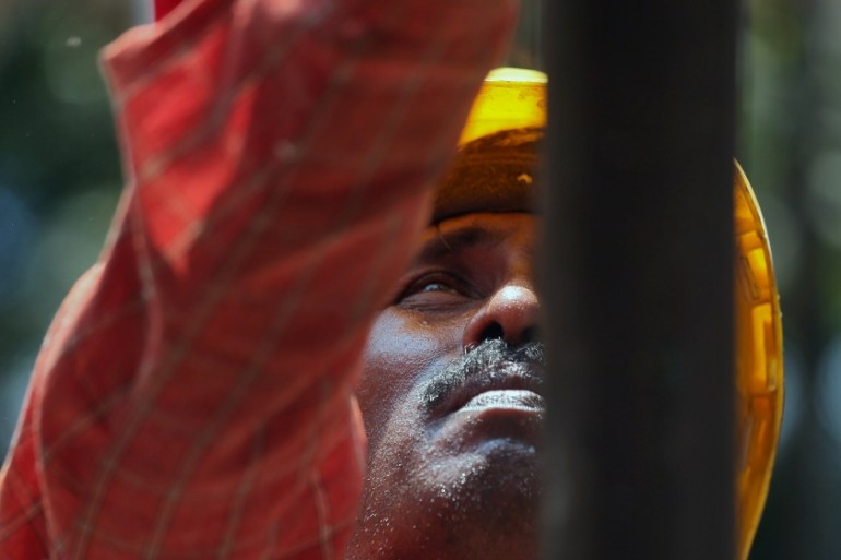 India labourer on construction site