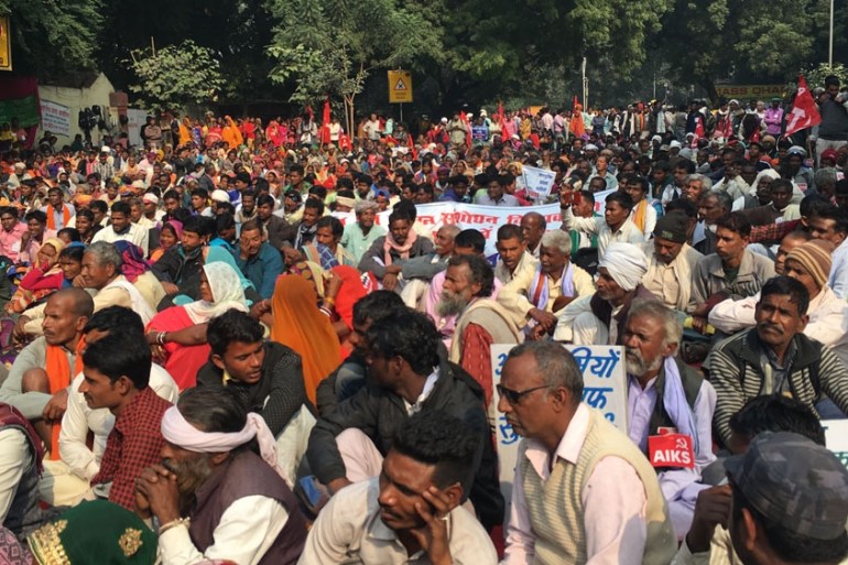 India forest dwellers protest in New Delhi