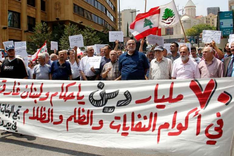 Lebanon debt protest - epa
