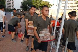 Personnel from the Chinese People''s Liberation Army barracks in Hong Kong emerged on to the city streets on November 16, 2019, to help the clean-up